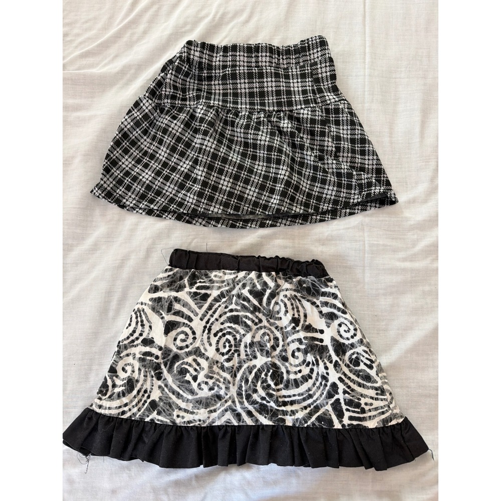 Sweet Butterfly Girls Skort Size M 5/6 Plaid and Handmade Abstract Print Lot 2‎